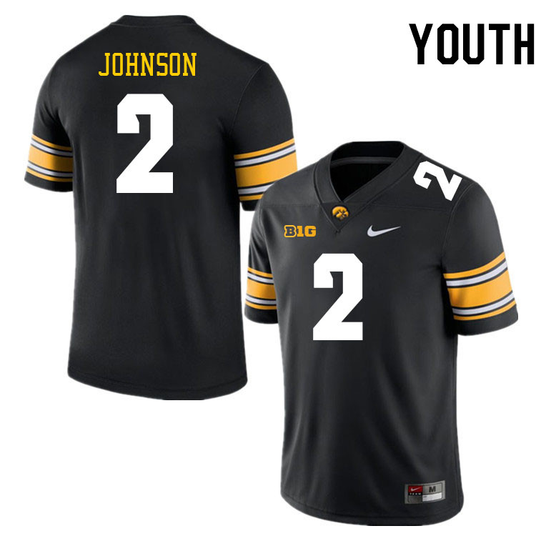 Youth #2 Kaleb Johnson Iowa Hawkeyes College Football Jerseys Stitched-Black